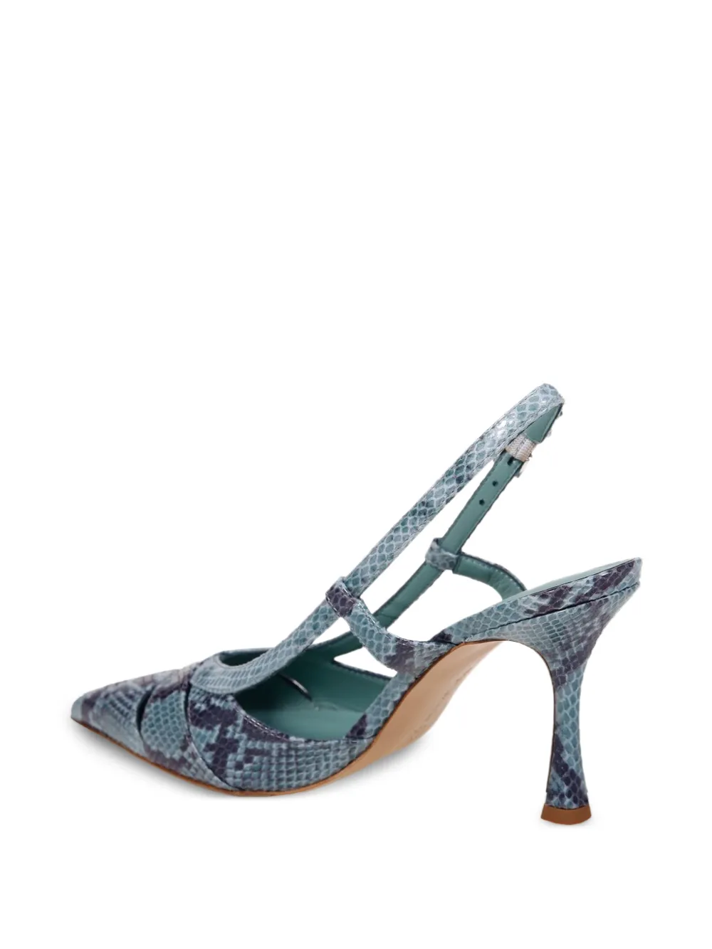 Snakeskin Print Strap Pumps
