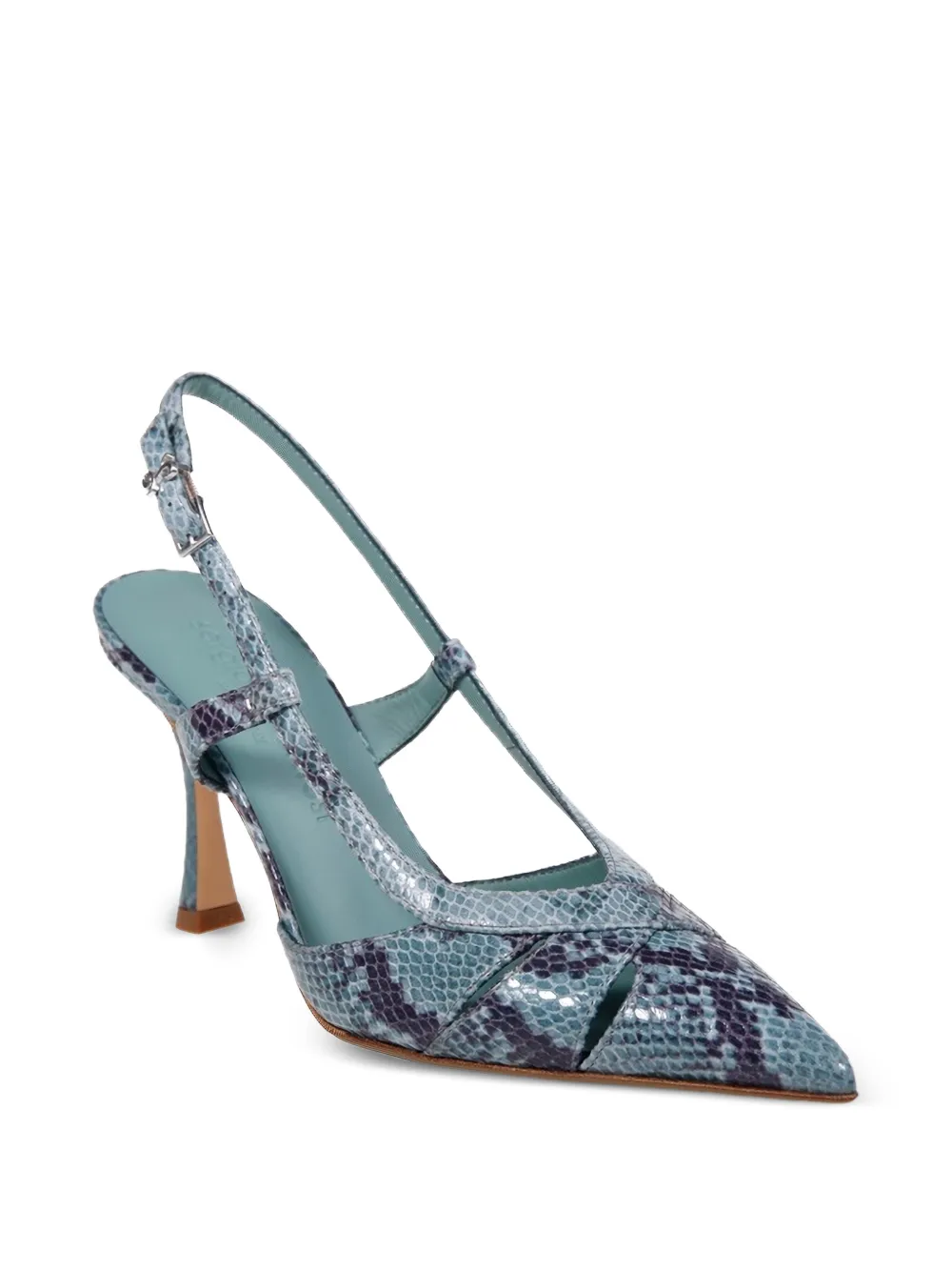 Snakeskin Print Strap Pumps