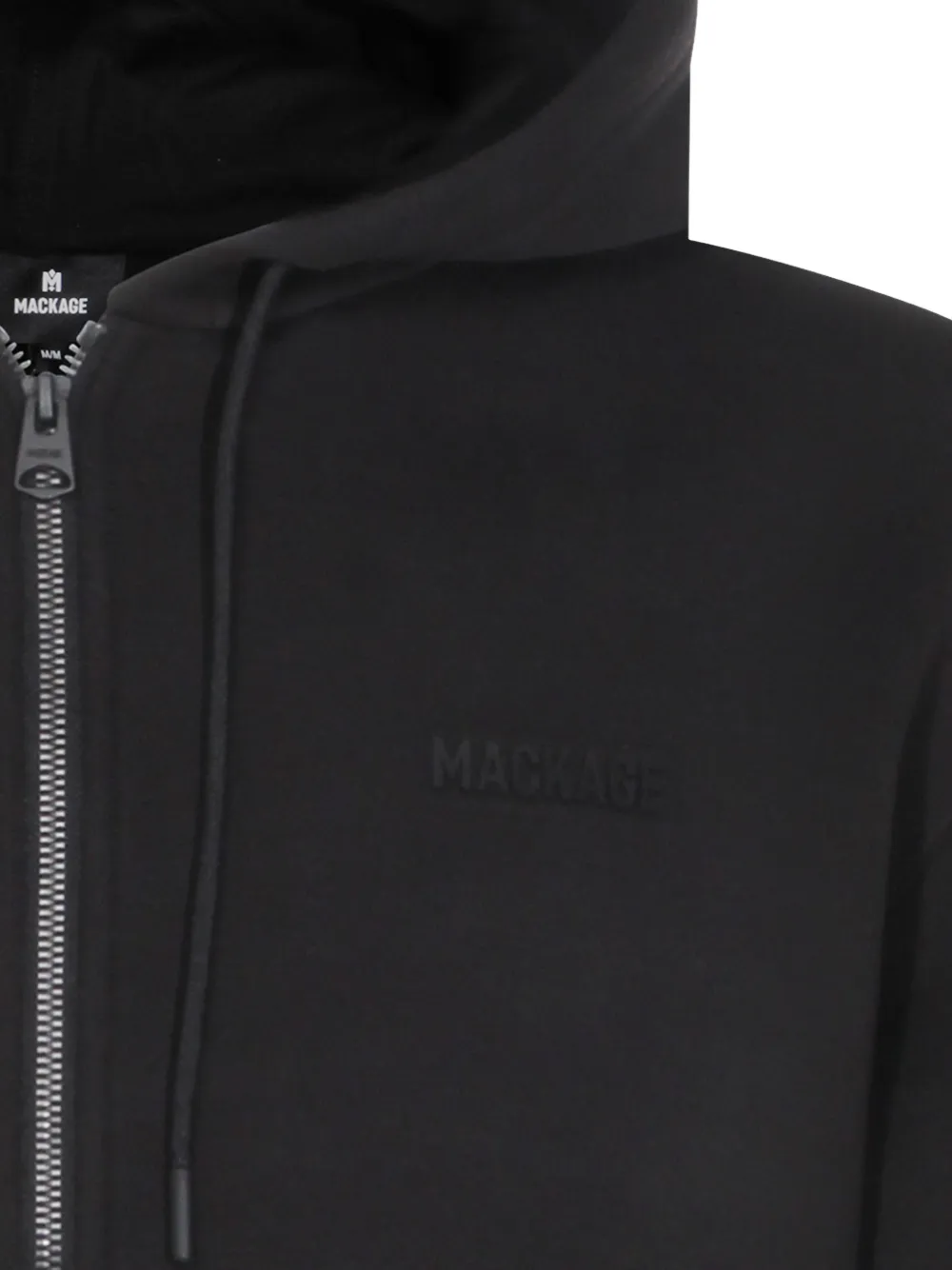 Mackage Jersey hoodie met dubbele rij knopen en rits Zwart