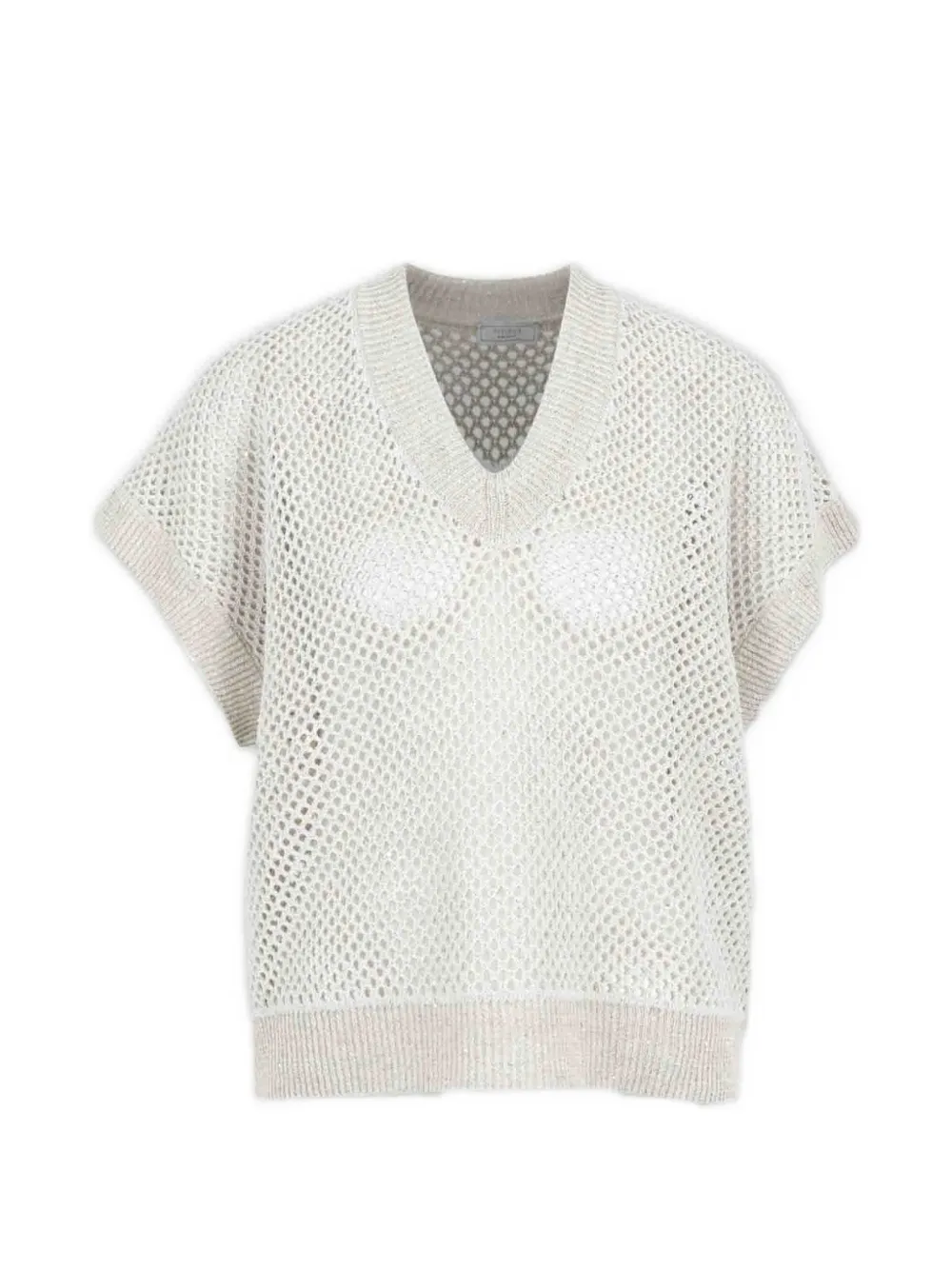 Peserico V-neck open-knit top - Toni neutri