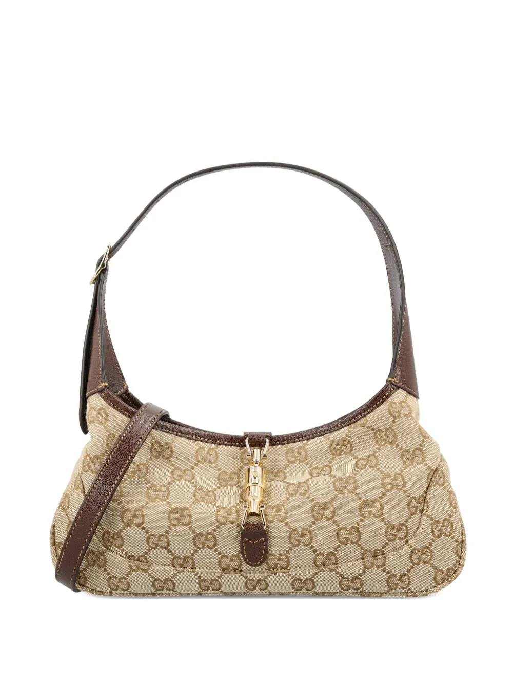 Gucci Small Jackie Slim Canvas Shoulder Bag In Neutral