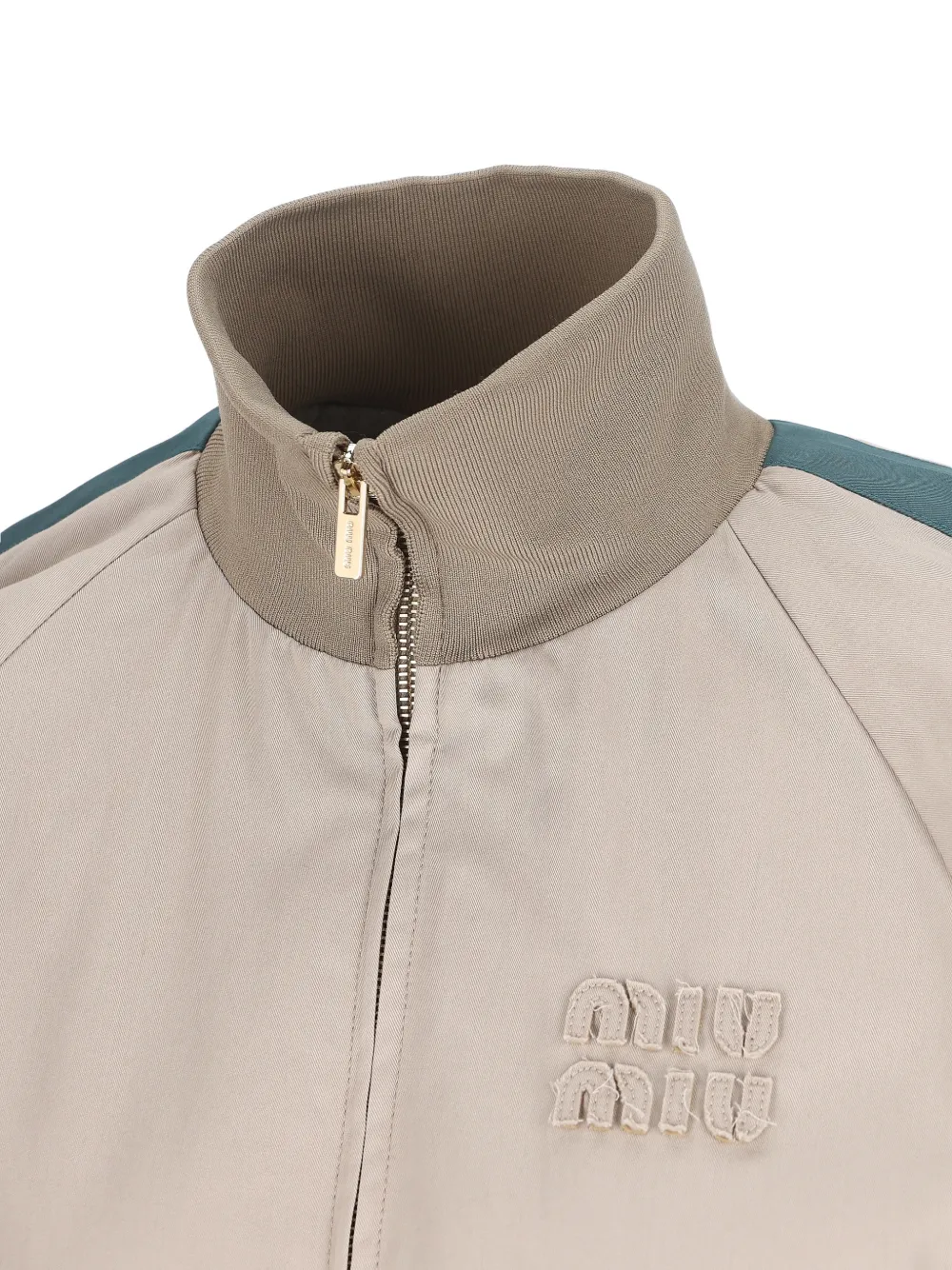  Miu Miu Striped Logo Jacket - Neutrals 