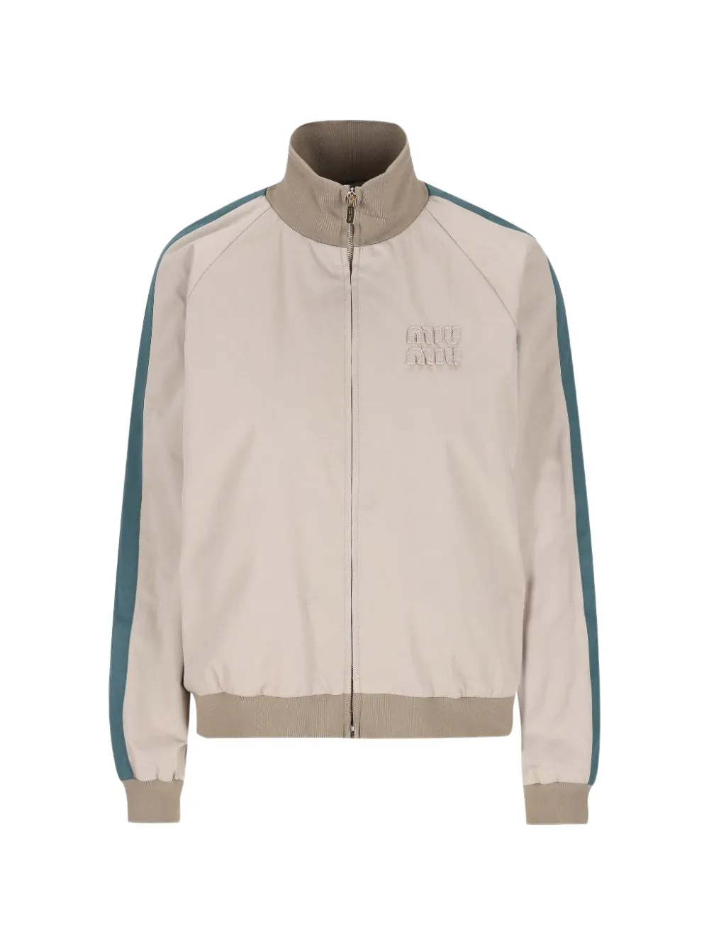 Miu Miu striped logo jacket - Toni neutri