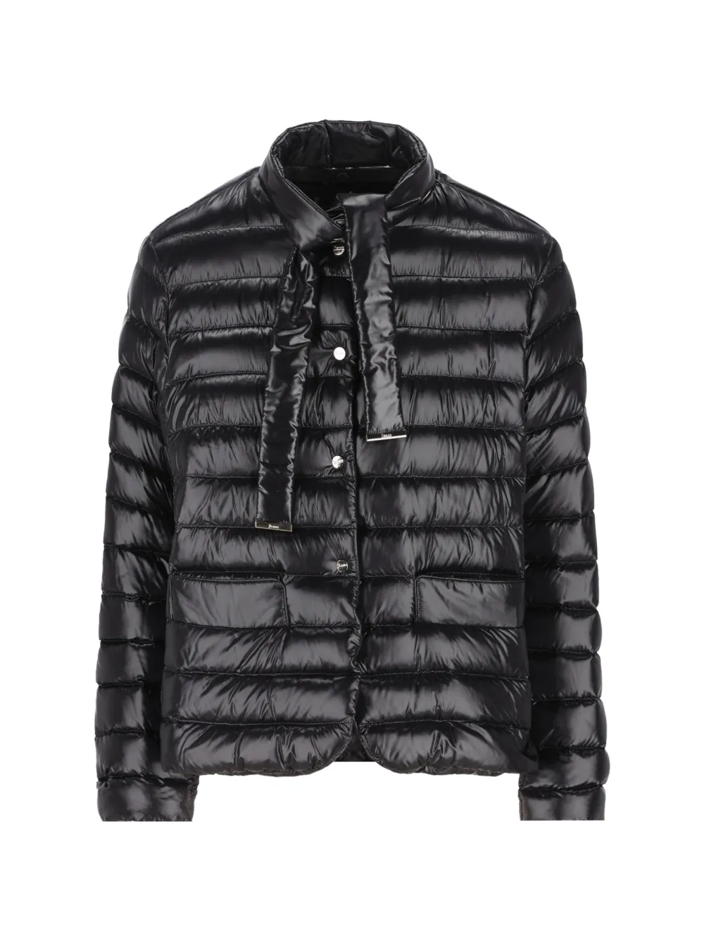 Herno padded neck-tie coat - Nero