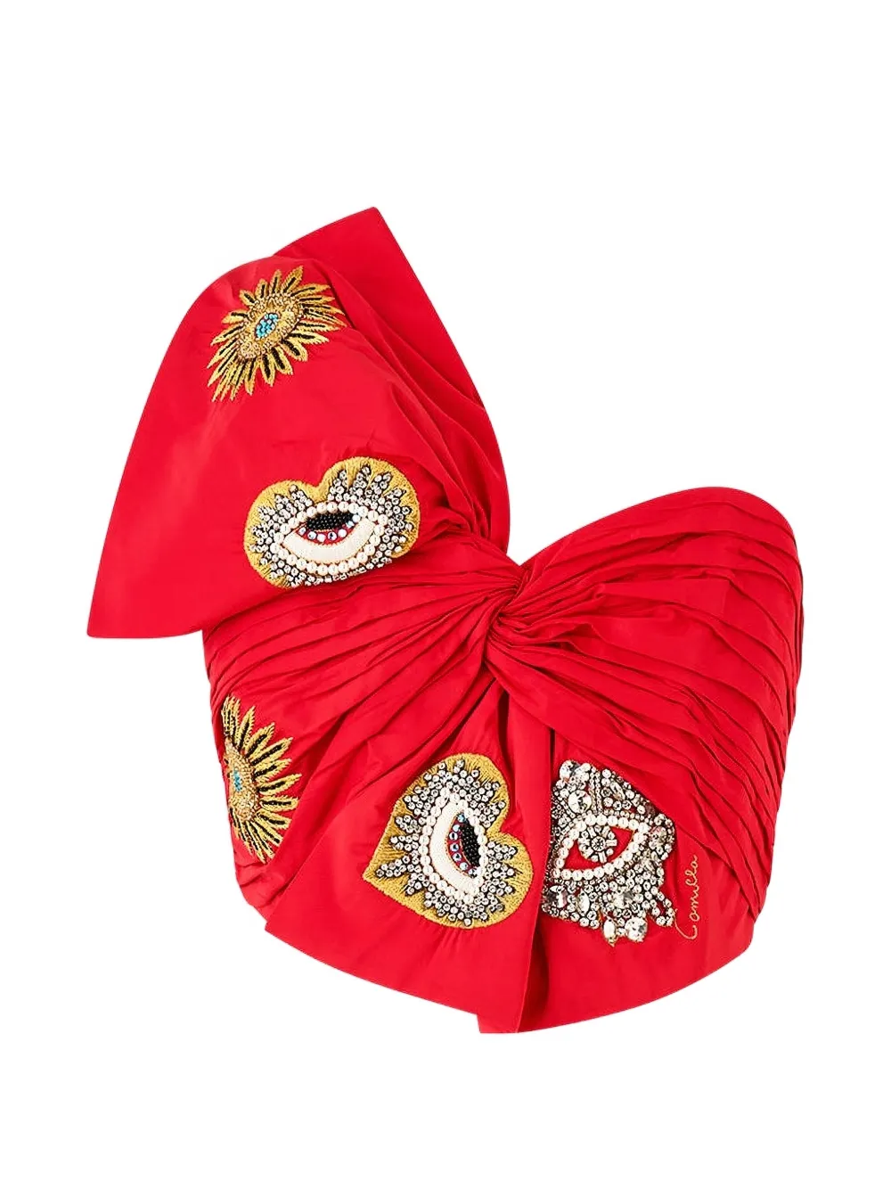 Camilla bow-detail asymmetric top - Rosso