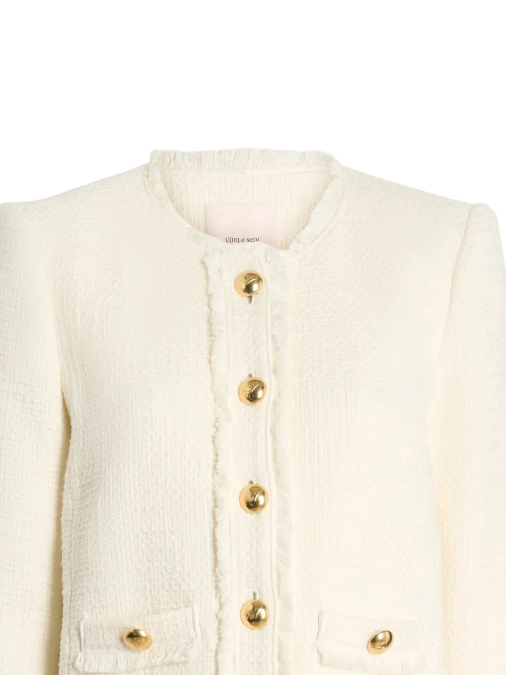  Cinq A Sept Christie Fringed Button Jacket - Neutrals 