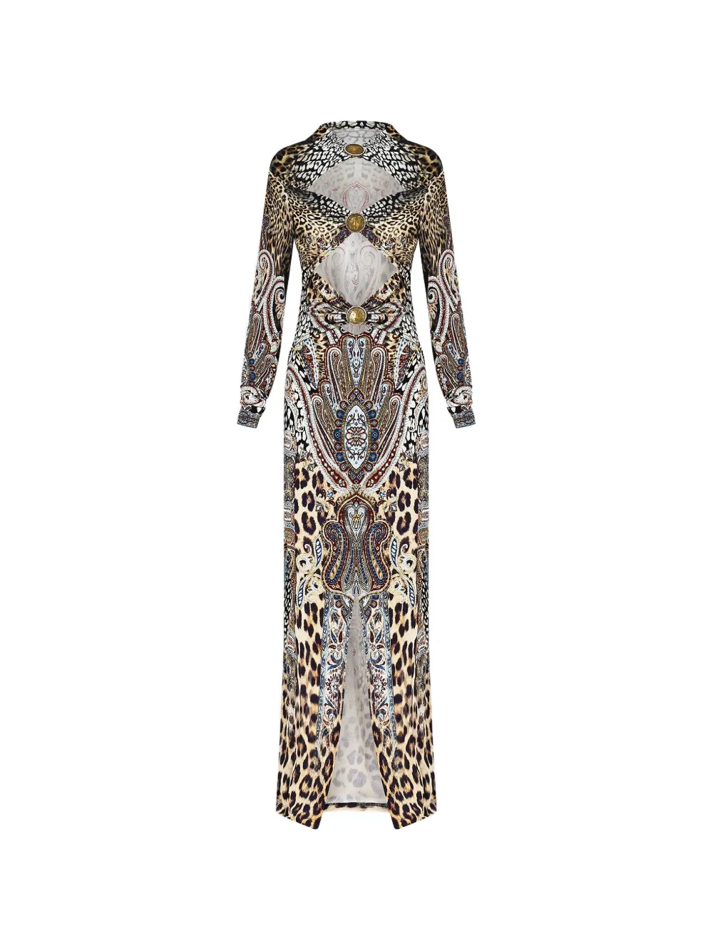 Camilla animal-print long-sleeve maxi dress - Toni neutri