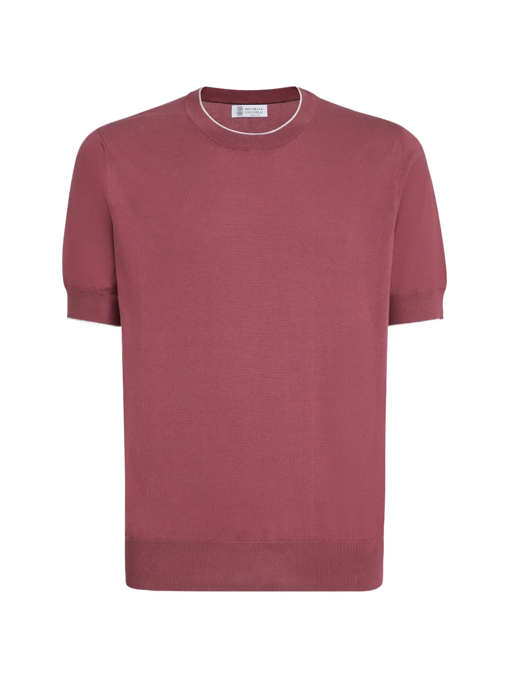 Brunello Cucinelli contrast cotton lightweight knit T-shirt - Rosa