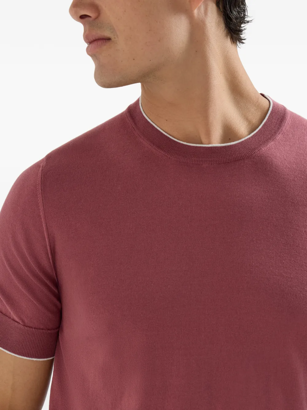 Brunello Cucinelli Lichtgewicht T-shirt met contrasterend katoen Rood