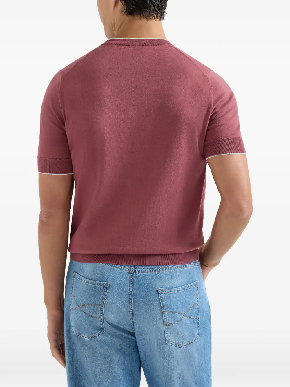 Brunello Cucinelli Lichtgewicht T-shirt met contrasterend katoen Rood