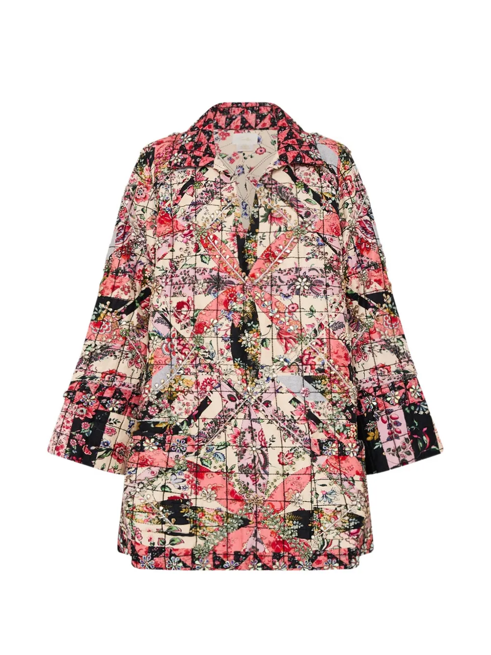 Camilla long-sleeve rhinestone crystals dress - Toni neutri