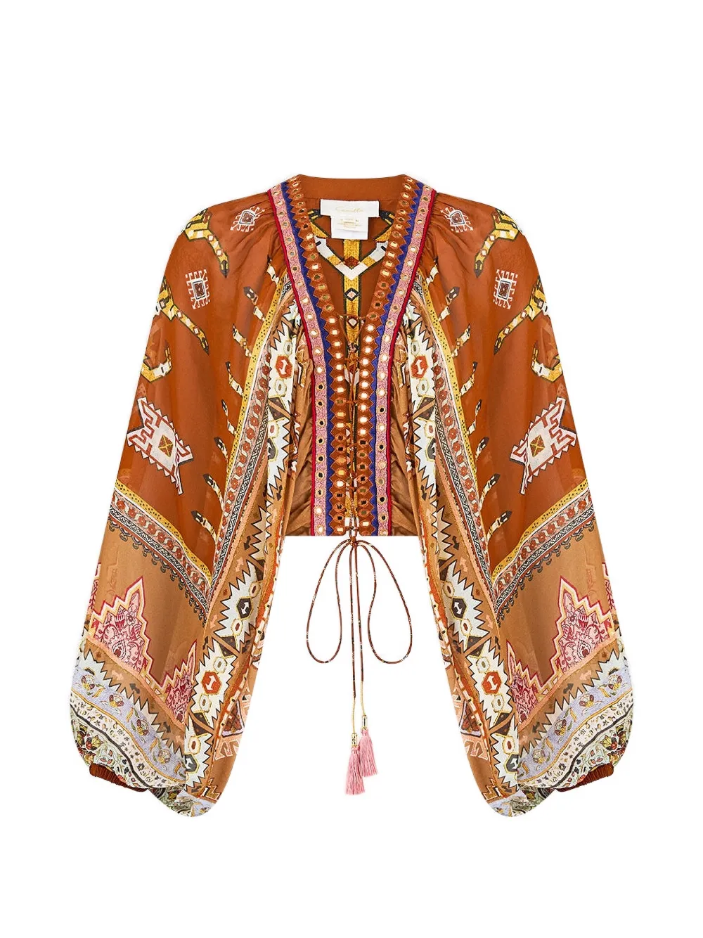 Camilla graphic-pattern blouse - Marrone