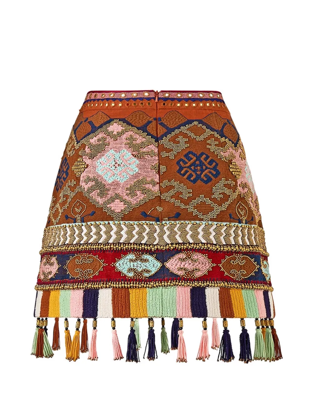 Camilla Beaded Tassel Mini Skirt - Brown 