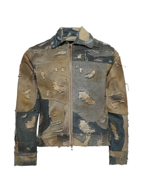 Who Decides War patchwork distressed trucker denim jacket
