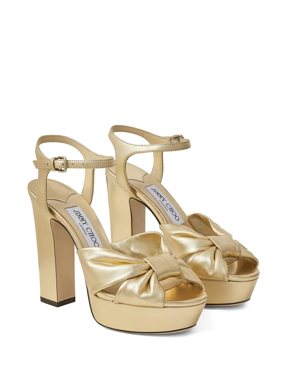 Jimmy Choo platform knot heeled sandals Goud