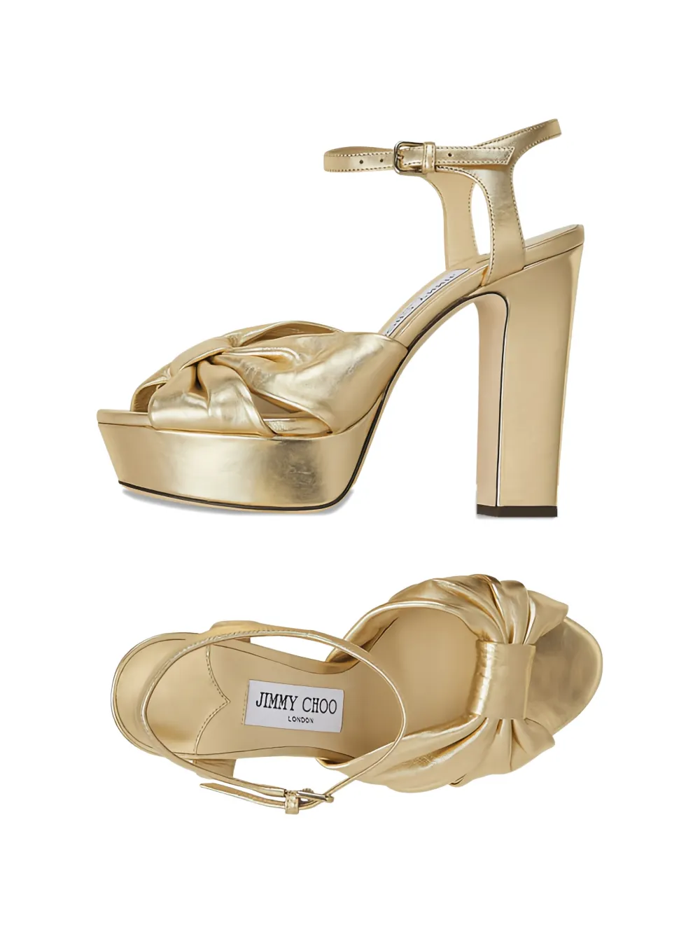 Jimmy Choo platform knot heeled sandals Goud