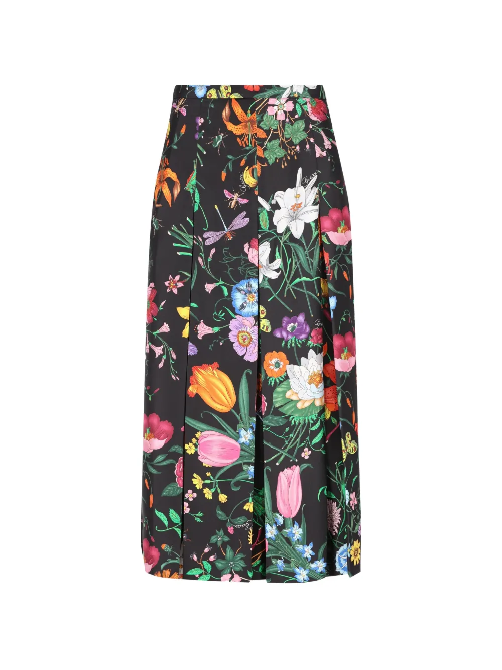 Gucci printed silk twill pleated midi skirt - Schwarz