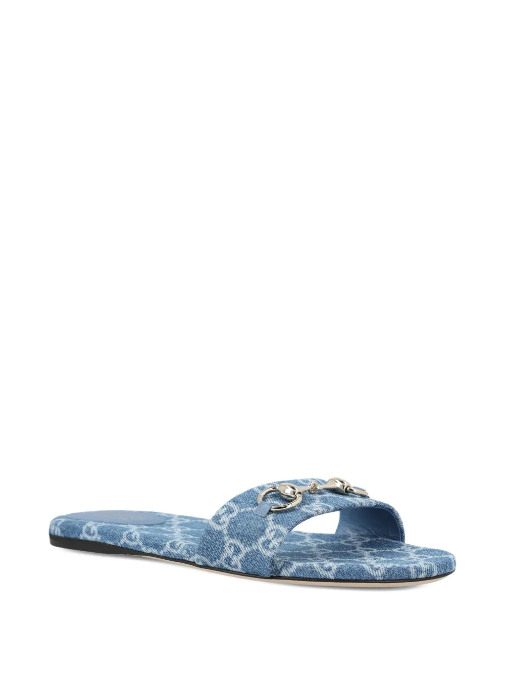 Gucci Horsebit sandalen met GG-patroon Blauw