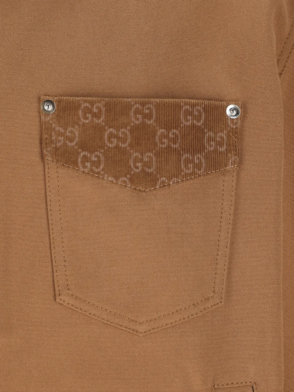 Gucci Katoenen jack met zakdetail Bruin