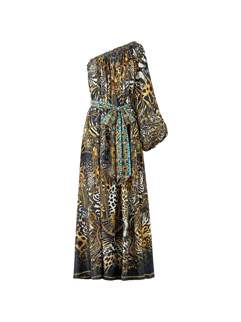 Camilla one-shoulder midi dress - Marrone