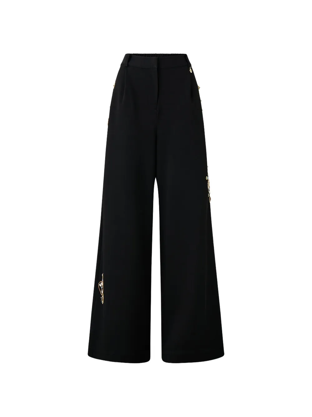 Camilla wide leg embellished trousers - Nero