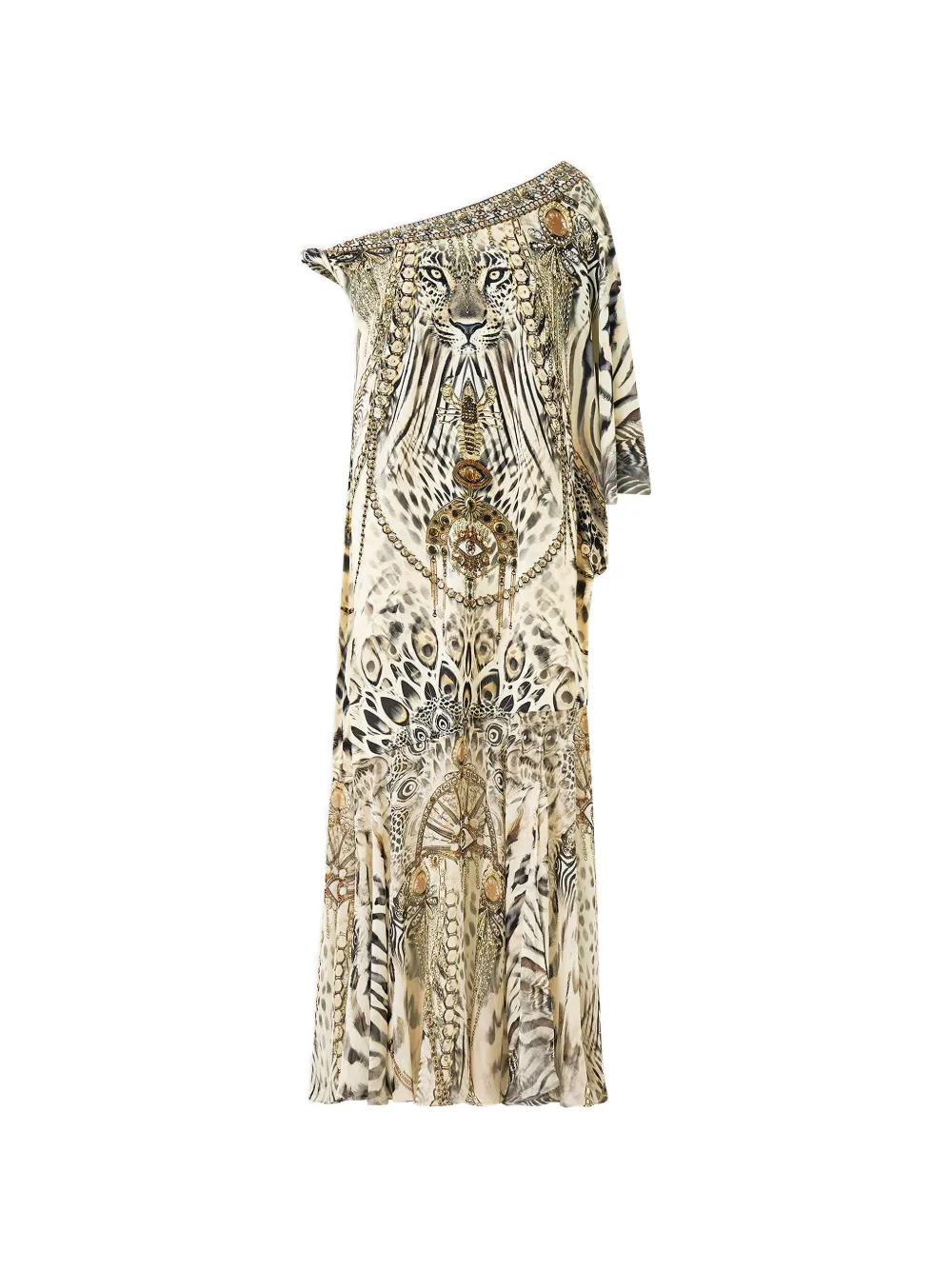 Camilla animal-print one-shoulder maxi dress - Toni neutri