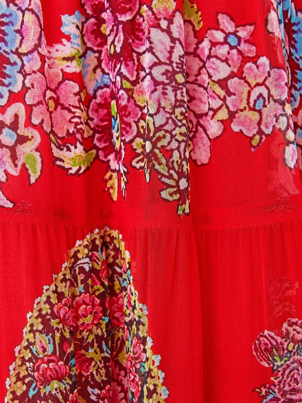 Floral-Detail Tiered Maxi Skirt