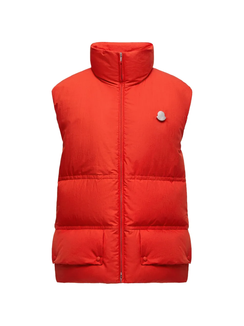 Moncler - x Jil Sander gewatteerde bodywarmer met logodetail - dames - katoen/katoen/Down/veer - 0 - Rood