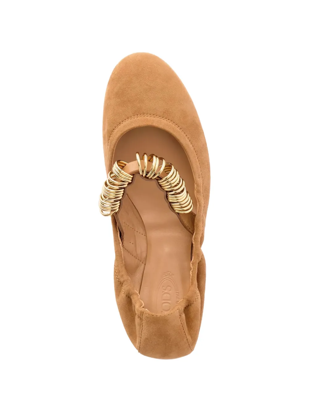 Tod's Suède ballerina's met gouden ring Bruin