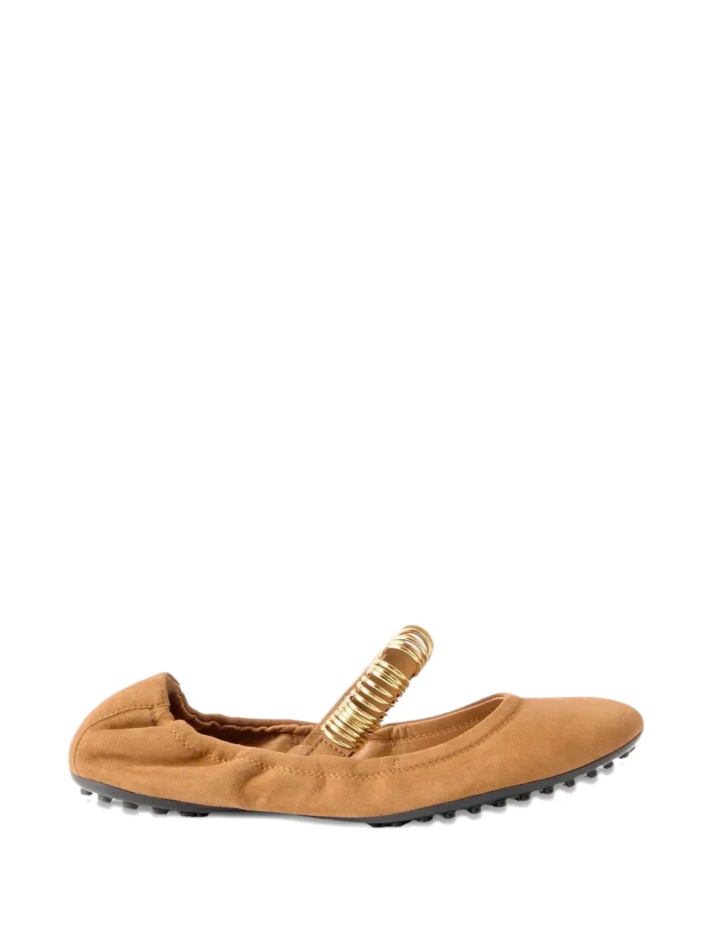 Tod's golden-ring detail suede ballet flats - Marrone