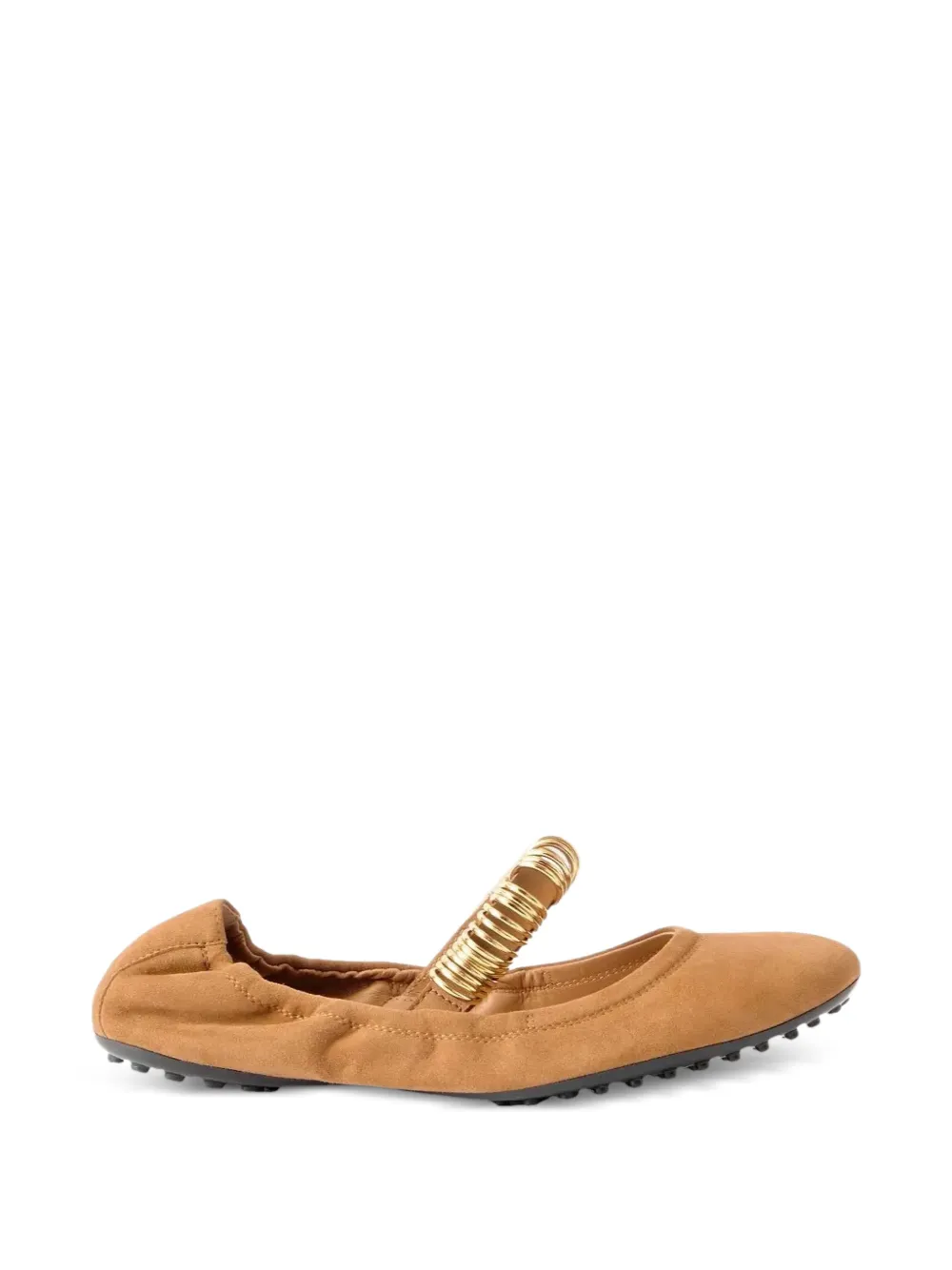 Tod's golden-ring detail suede ballet flats - Marrone