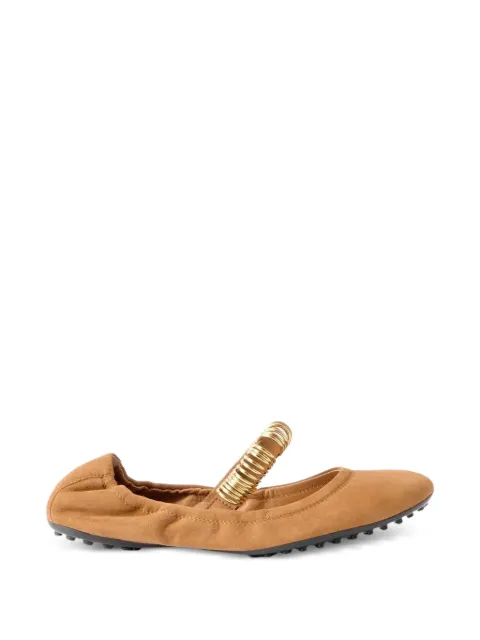 Tod's golden-ring detail suede ballet flats