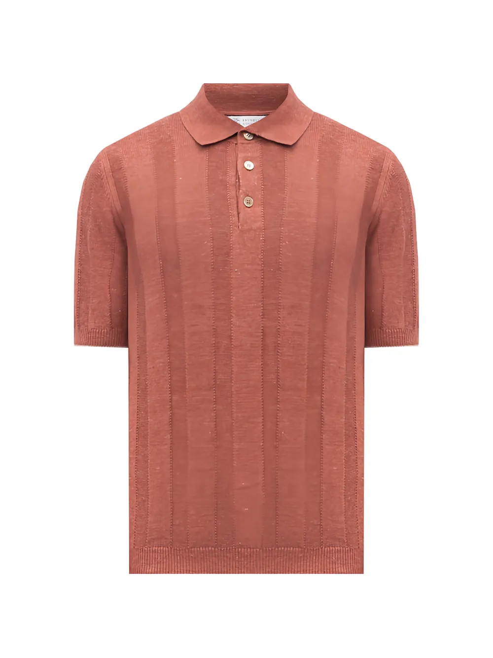 Brunello Cucinelli wide rib knit polo - Marrone