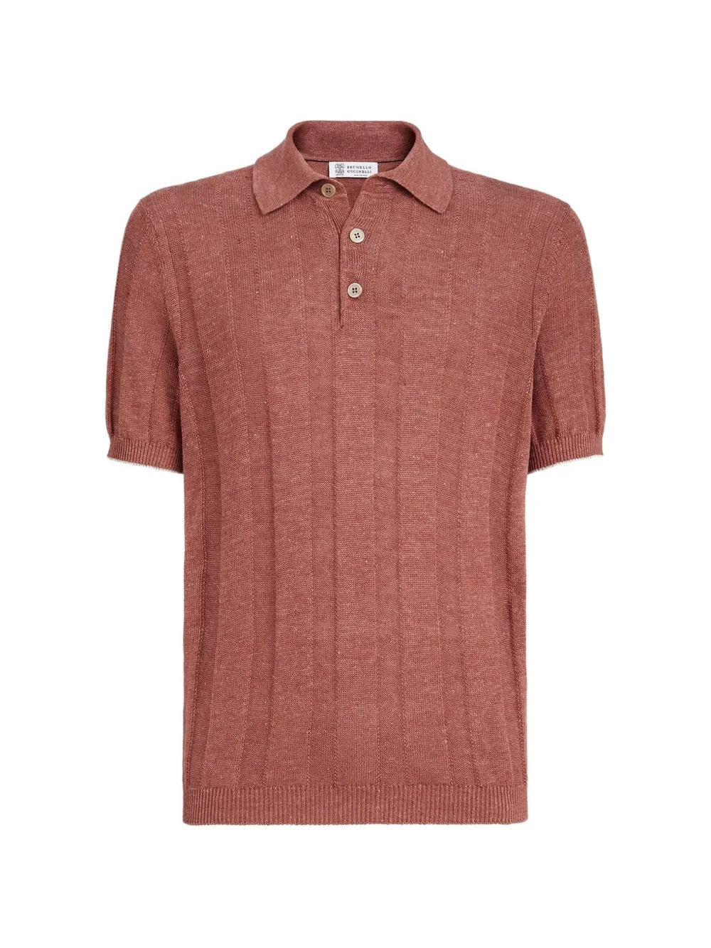 Brunello Cucinelli wide rib knit polo - Marrone
