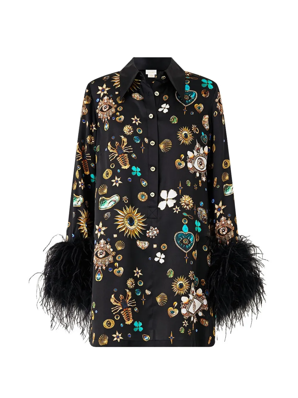 Camilla long-sleeve buttoned shirt dress - Schwarz