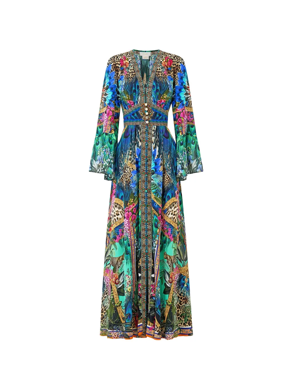 Camilla ruffled-sleeve maxi dress - Blu