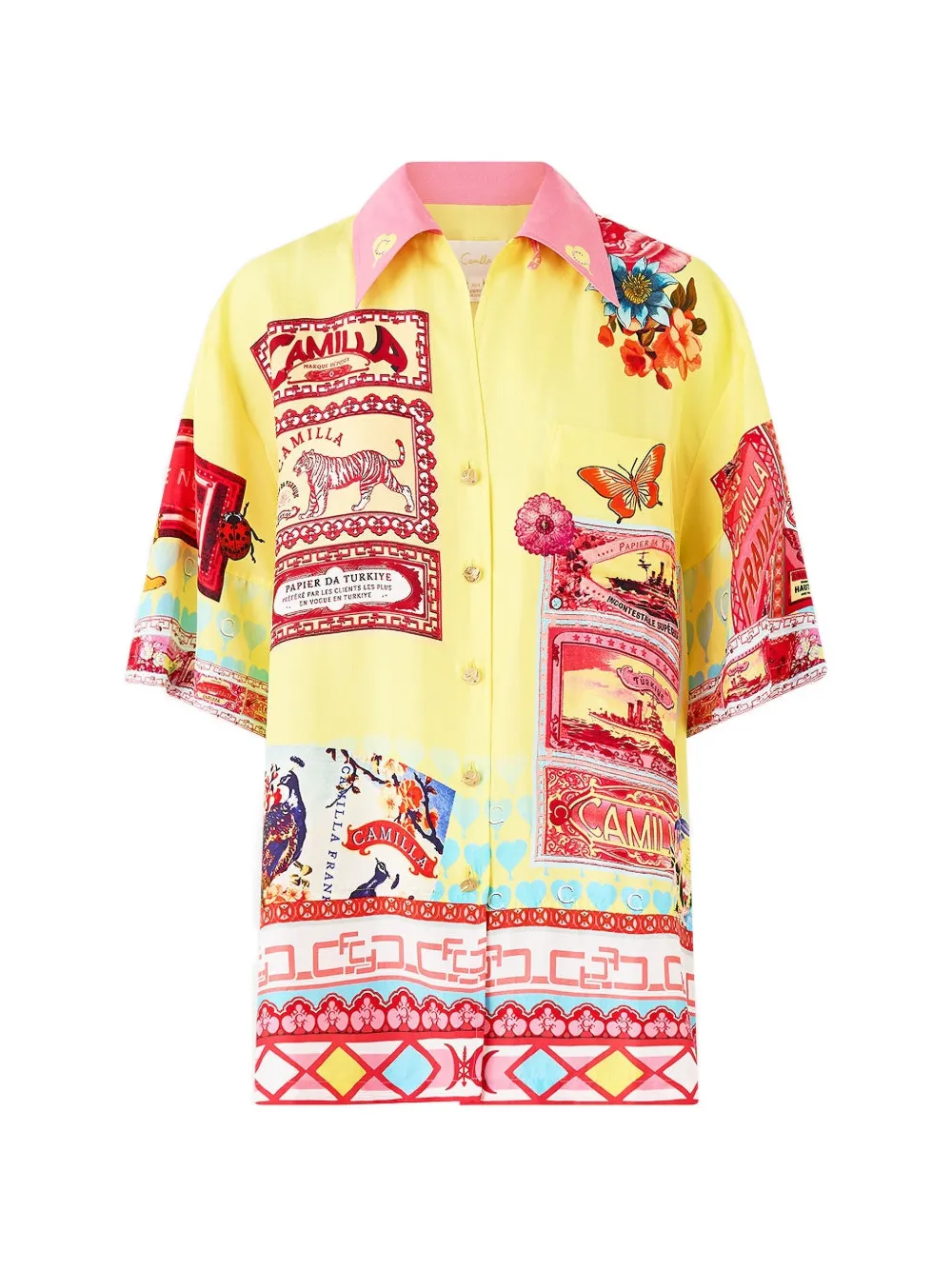 Camilla pocket collage oversized shirt - Giallo