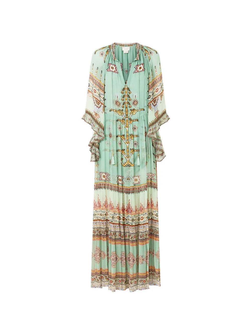 Camilla Legend Has It wide-sleeve gathered maxi dress - Verde