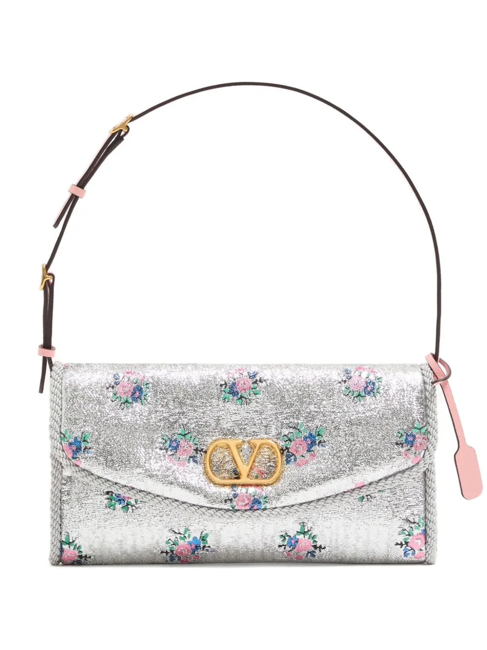 Valentino Garavani De Vaín floral-pattern small shoulder bag - Argento