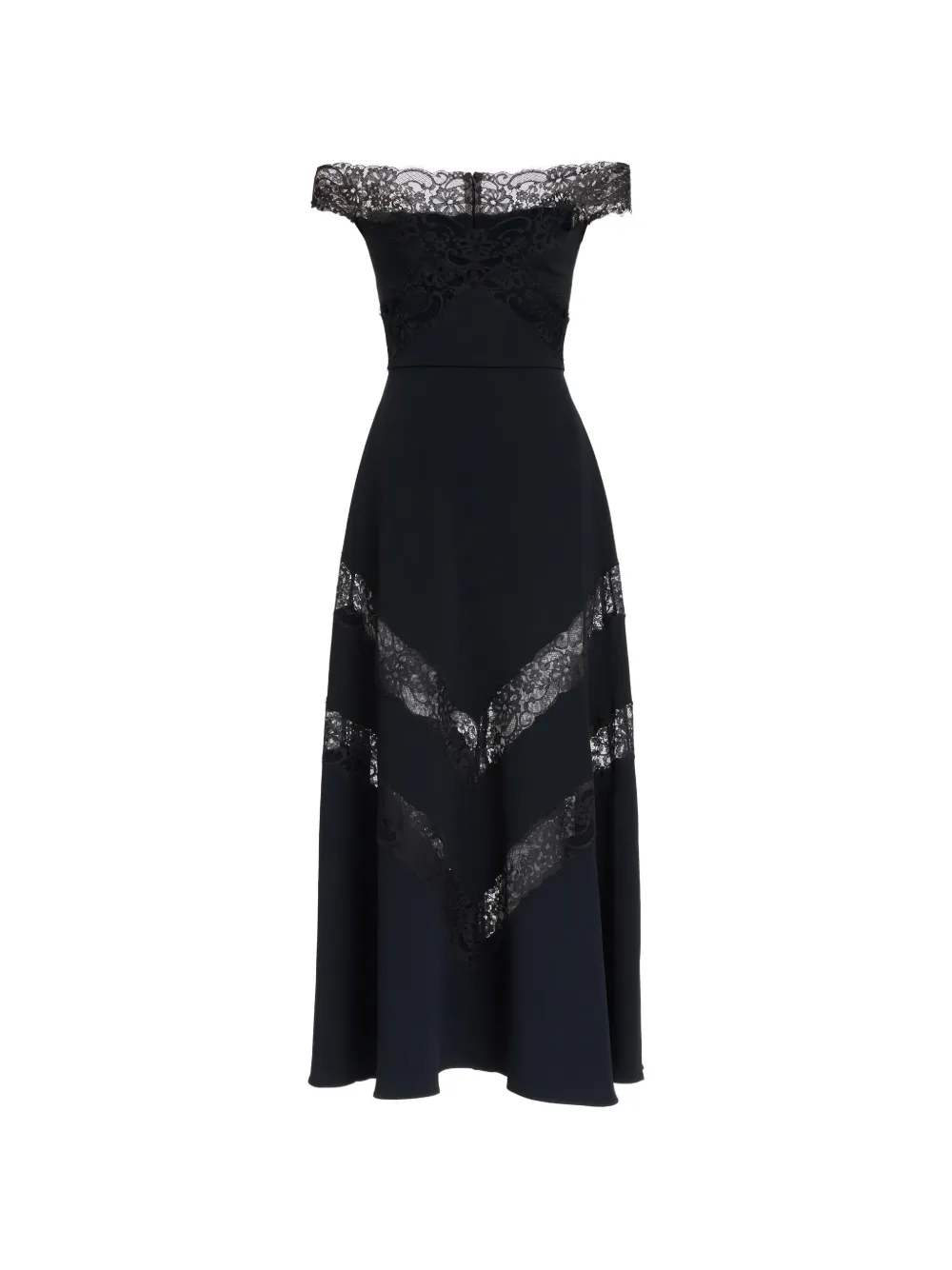 Elie Saab Lace Midi Dress In Black