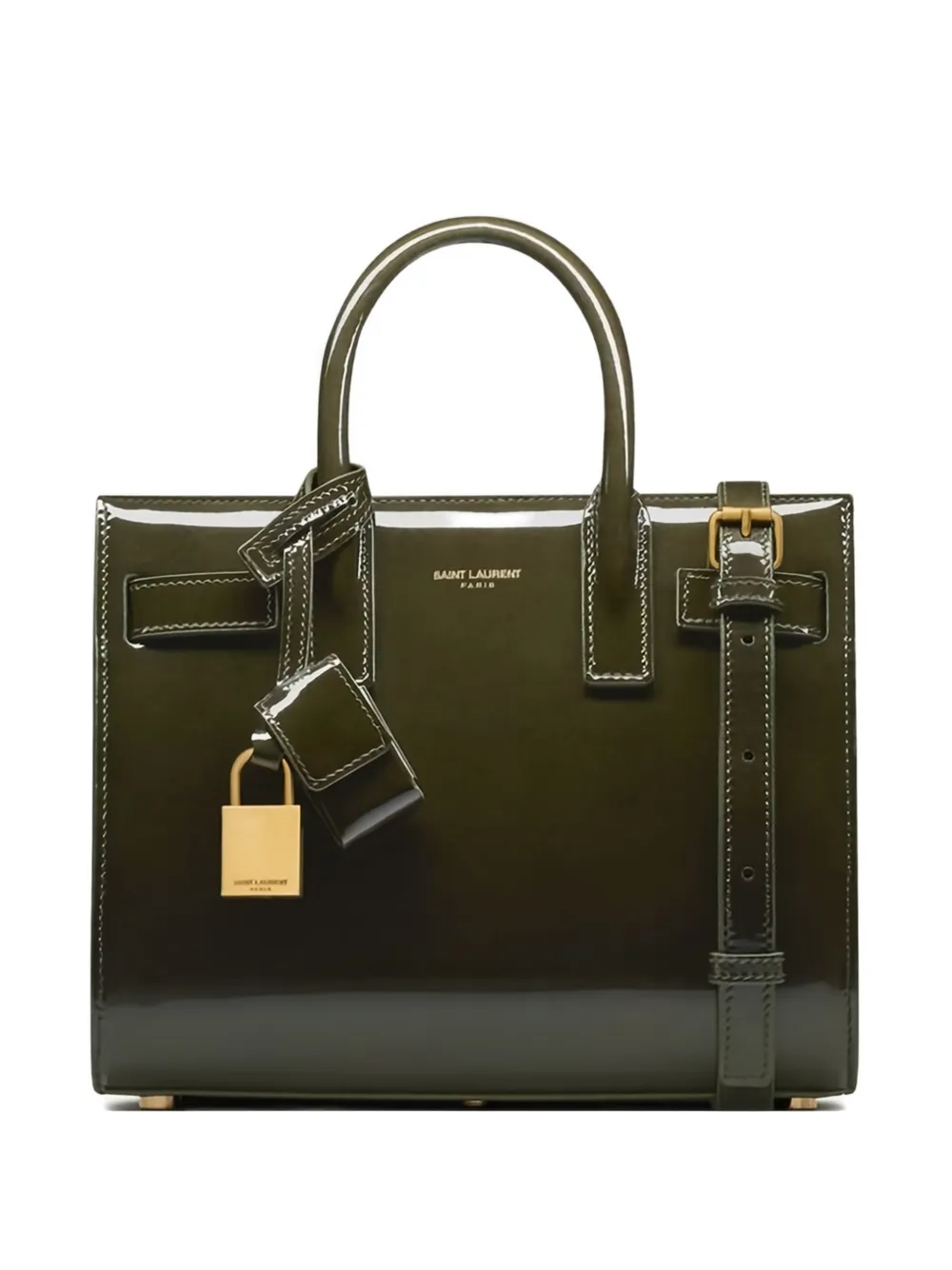 Saint Laurent mini Sac De Jour padlock-tag tote bag - Green