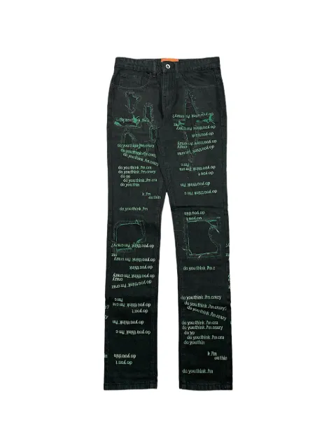 Who Decides War Scripture bootcut jeans