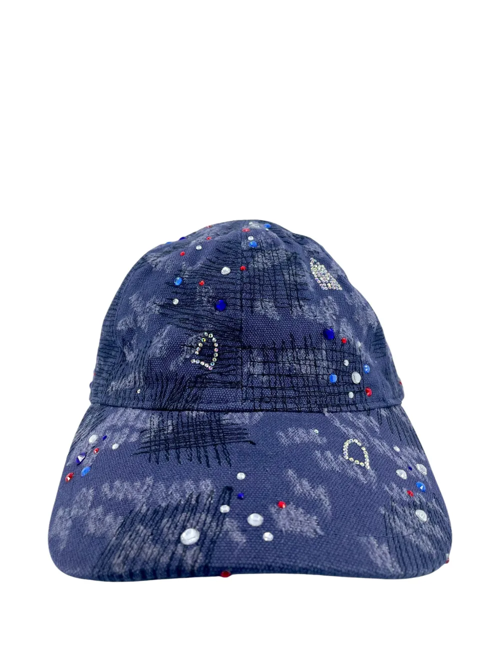 Who Decides War crystal-embellished distressed cap - Blu