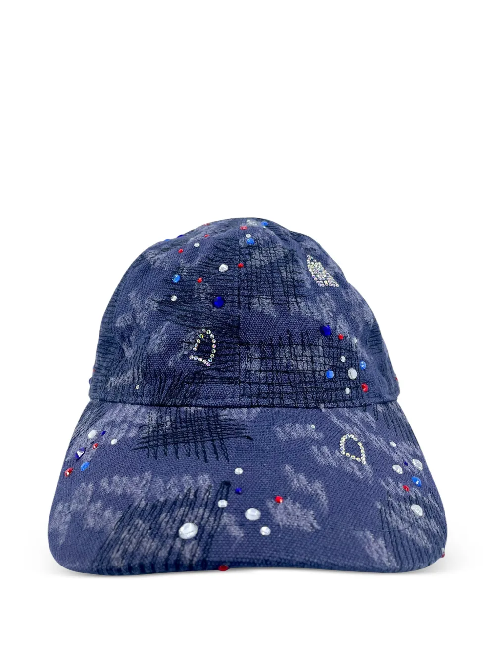 Who Decides War crystal-embellished distressed cap - Blu