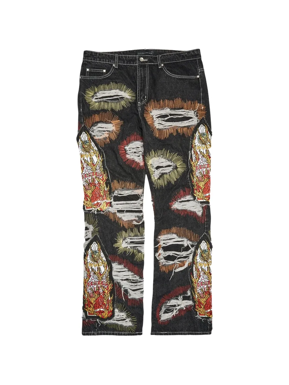 Who Decides War All Over distressed jeans - Nero