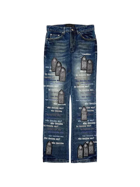 Who Decides War scripture bootcut jeans
