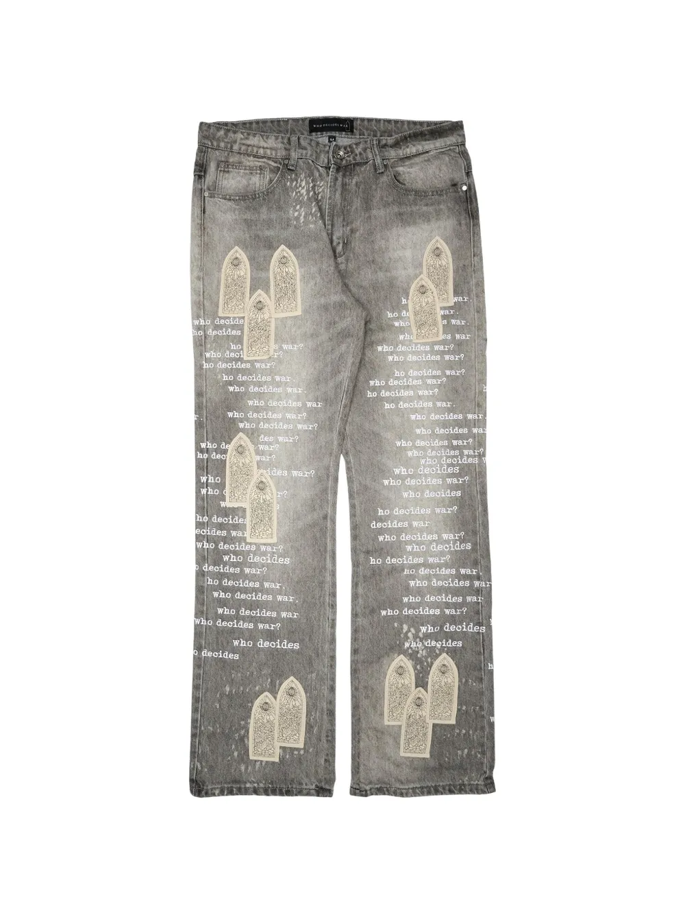 Who Decides War scripture bootcut jeans - Grigio