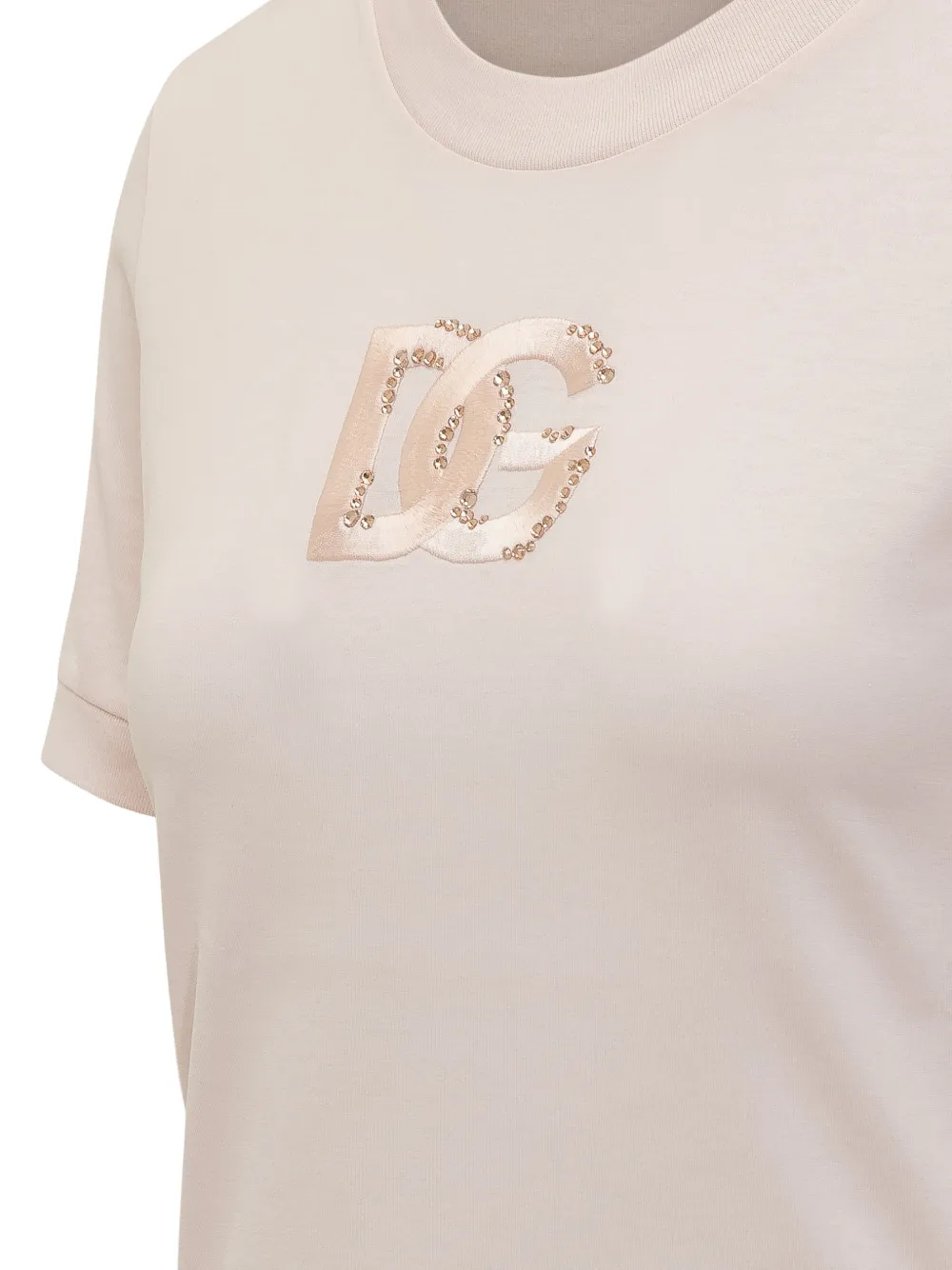Dolce & Gabbana T-shirt verfraaid met kristallen en logopatch Roze