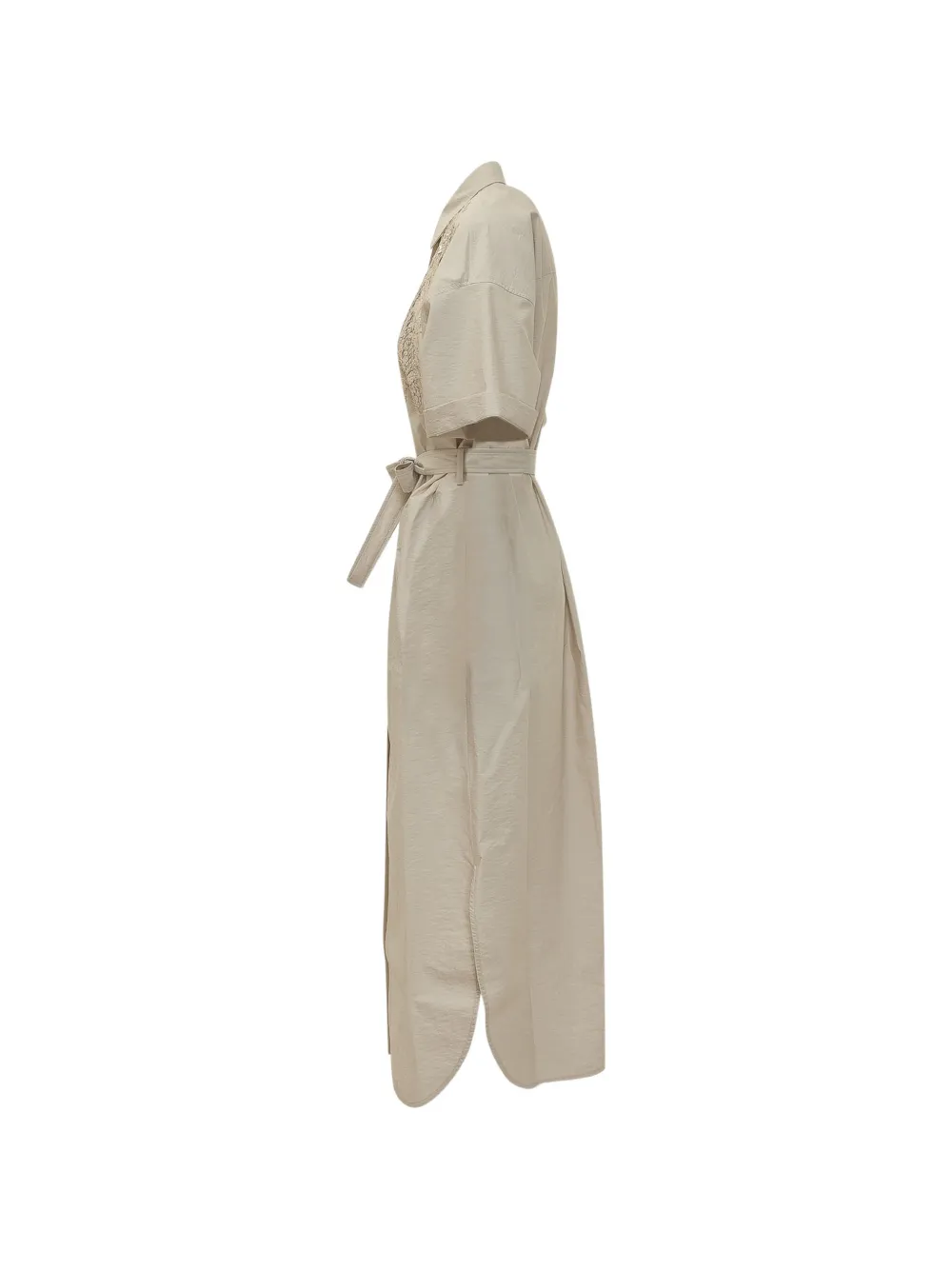 Brunello Cucinelli Jurk met pailletten en ceintuur Beige
