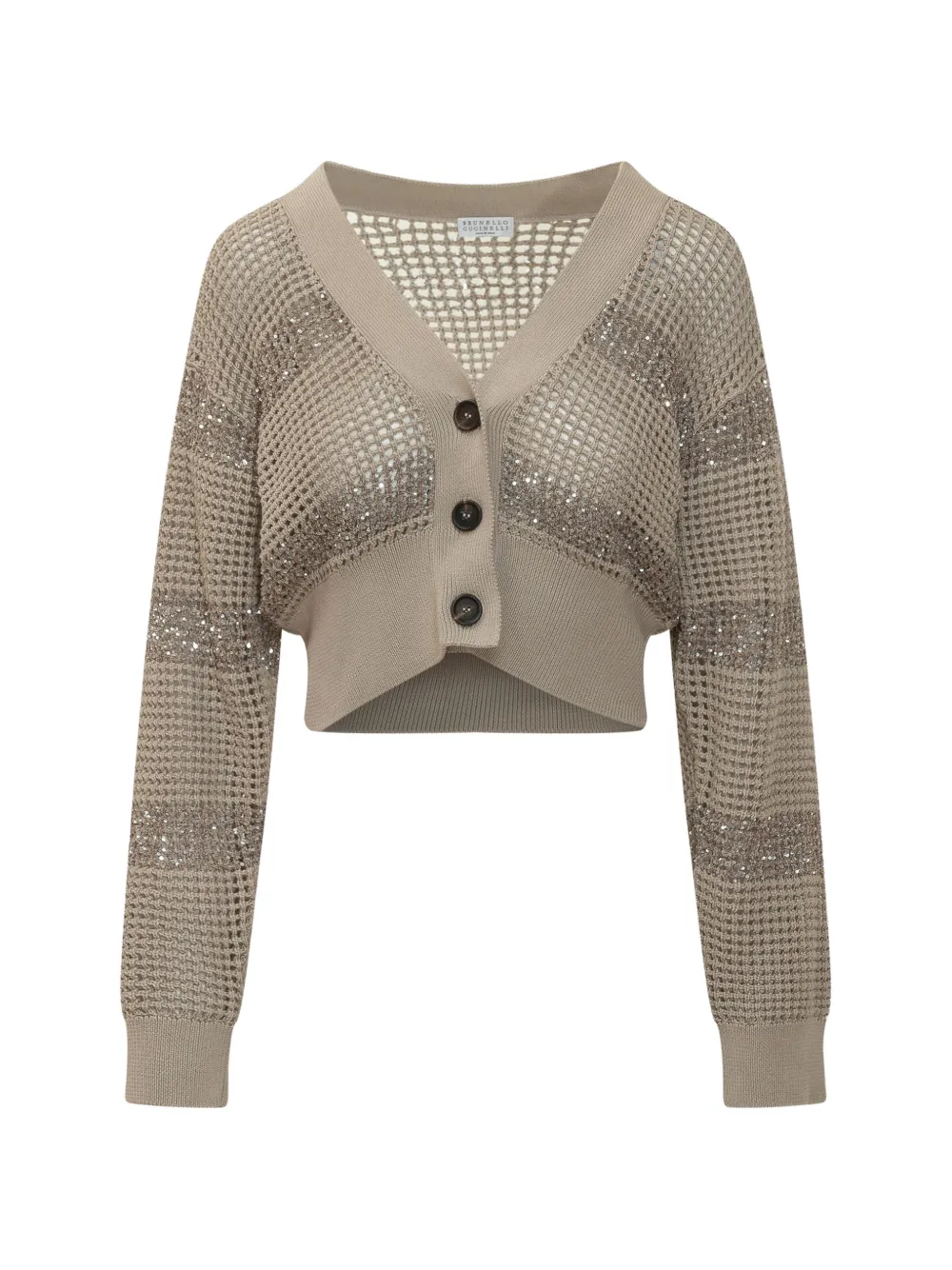 Brunello Cucinelli sequins open knit cardigan - Toni neutri